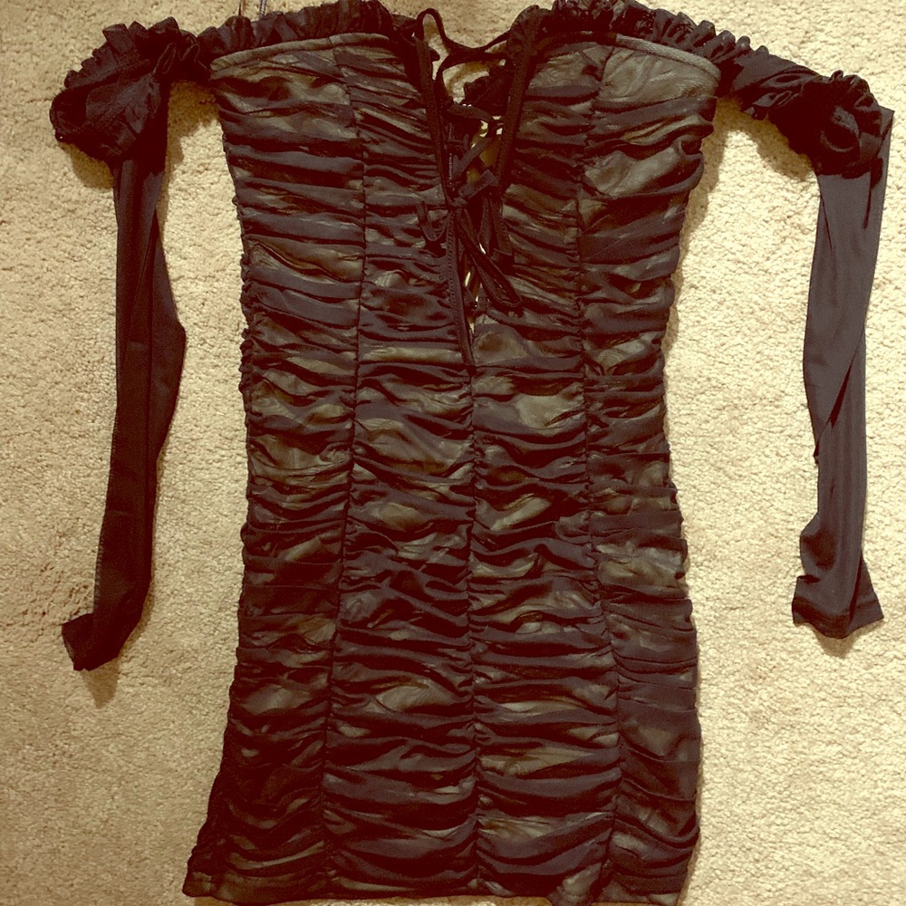 Black Ruched Party Dress